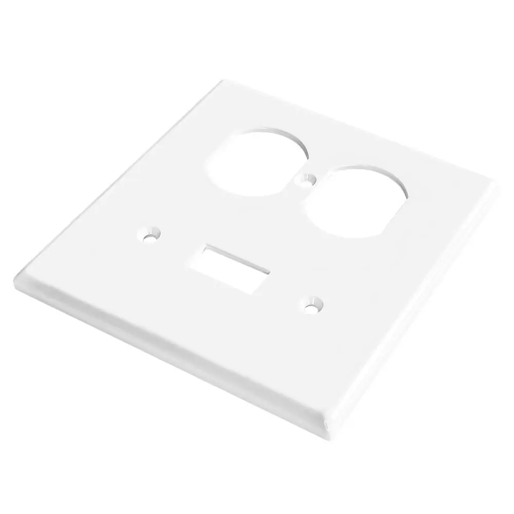 Wholesale 2-Gang Com Cover, 1 Duplex Receptacle and 1 Toggle Switch Combination Wall Plate, Standard Size, Glossy White Manufacturers, Factory