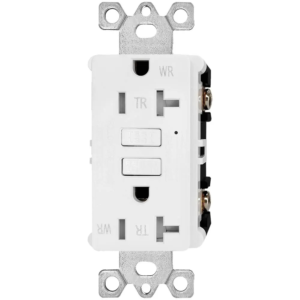 Wholesale 20 Amp Tamper Resistant & Weather Resistant Slim GFCI Outlet with LED Indicator, Ground Fault Circuit Interrupter, Residential Grade Supplier, Factory