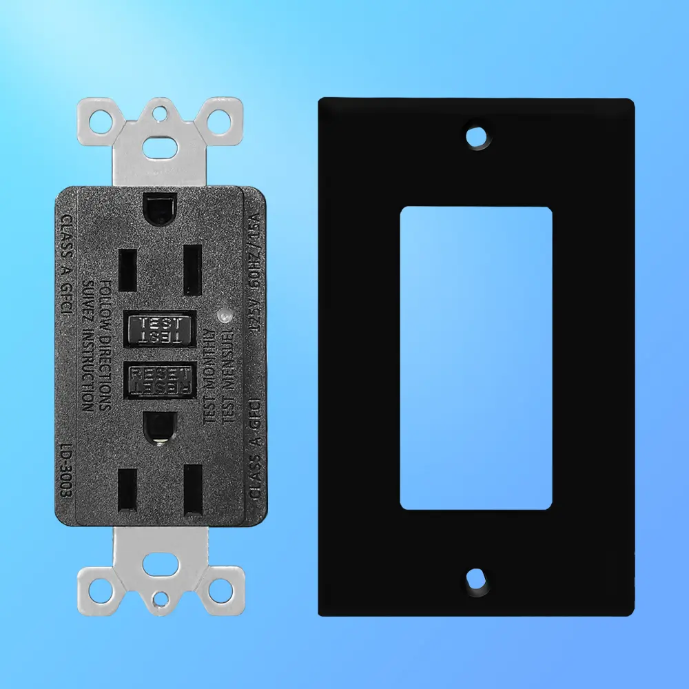 Wholesale 15 Amp Duplex GFCI Outlet, Self-Test with LED Light, Residential Grade-black Manufacturers, Factory