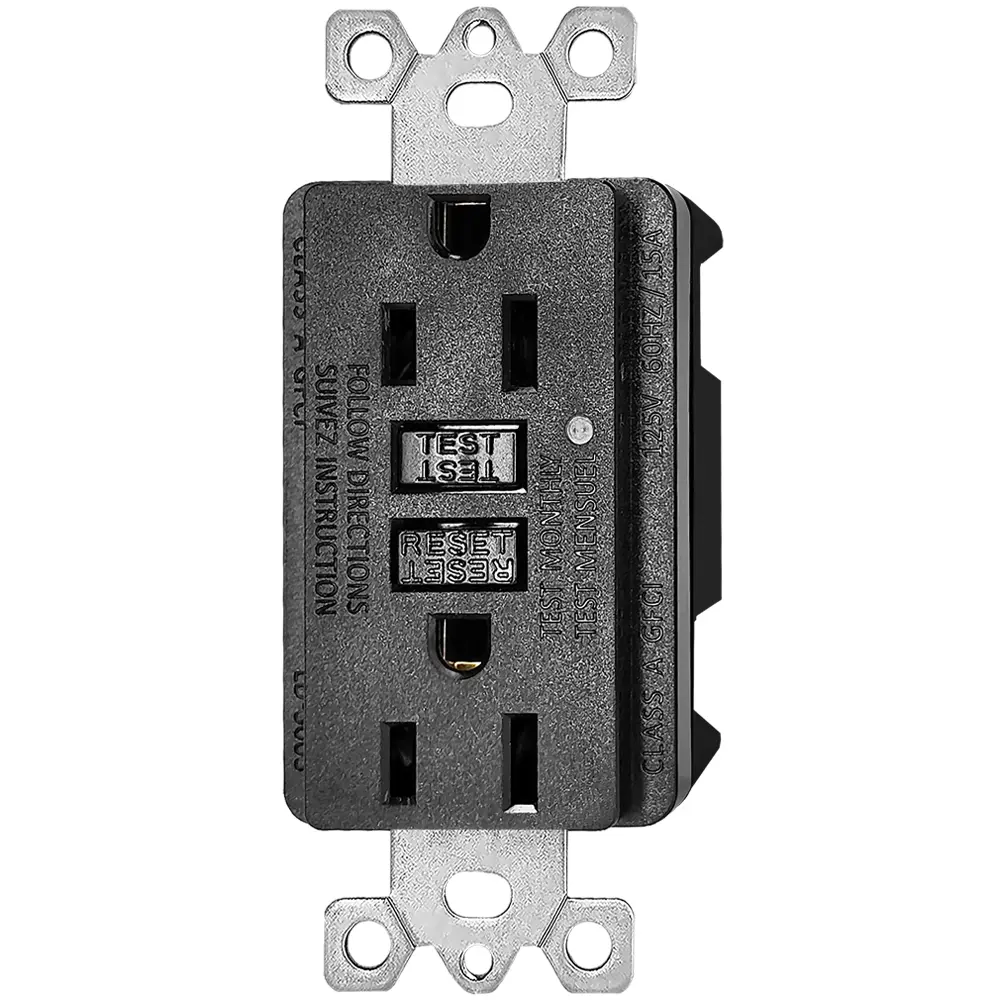 Wholesale 15 Amp Duplex GFCI Outlet, Self-Test with LED Light, Residential Grade-black Manufacturers, Factory