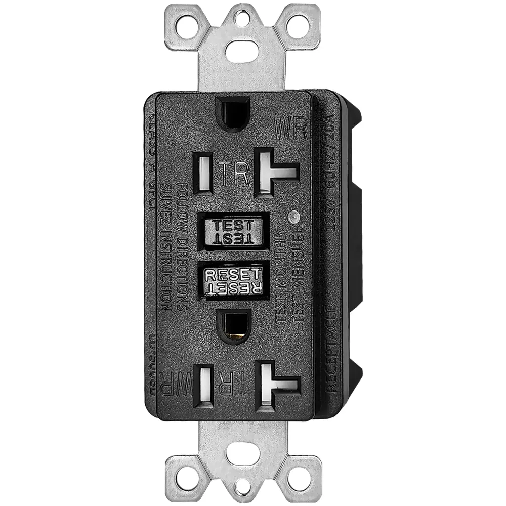 Wholesale 20 Amp Duplex GFCI Outlet, Tamper Resistant & Weather Resistant Self-Test with LED Light, Residential Grade LD-3008D-black Manufacturer, Factories