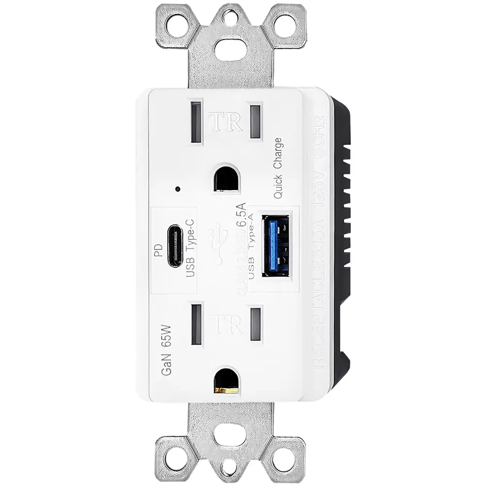 OEM 6.5 Amp GaN 65W USB PD Charger with Quick Charge for Dual Port Type A and Type C Supplier, Suppliers