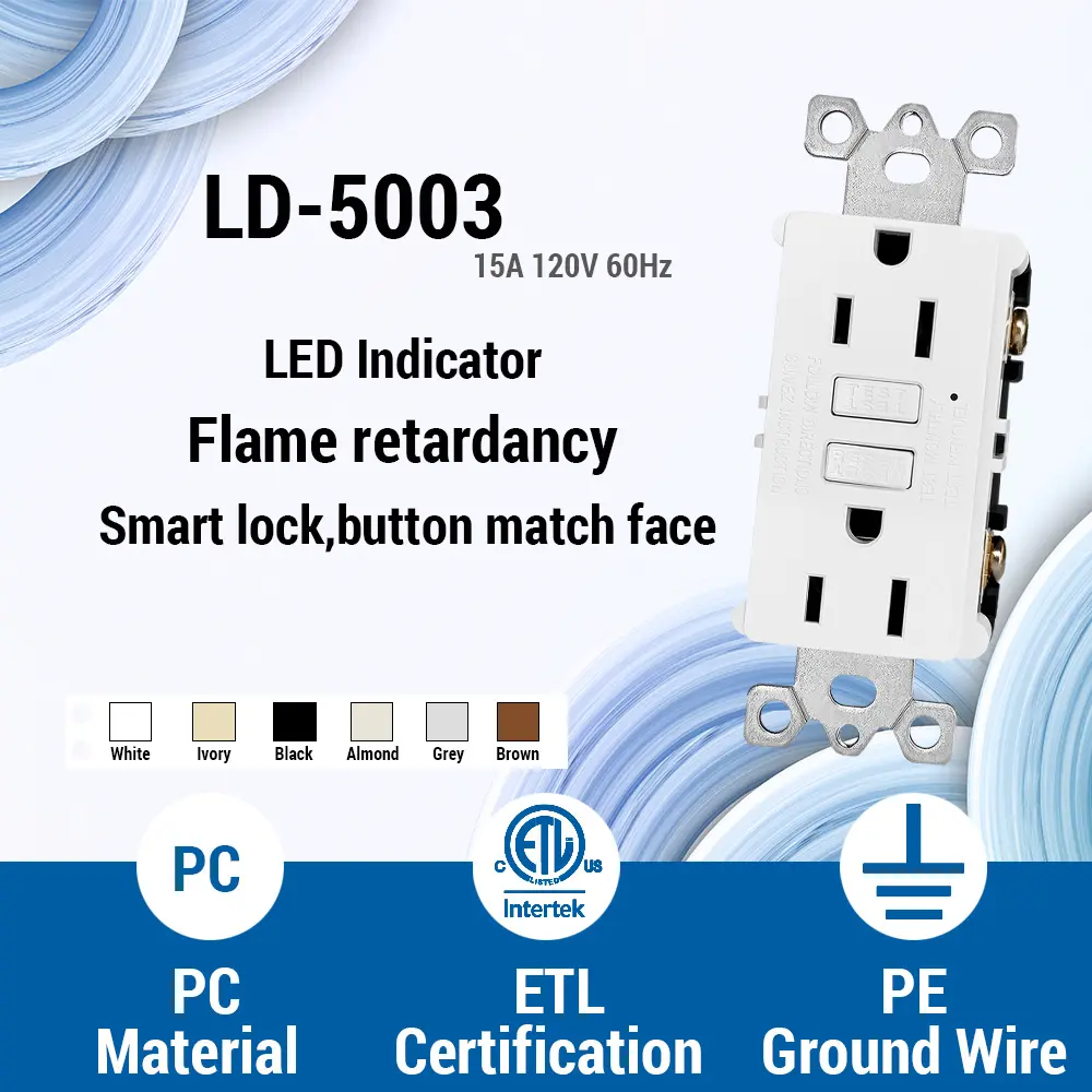 Wholesale 15 Amp Slim GFCI Outlet with LED Indicator, Ground Fault Circuit Interrupter, Residential Grade Manufacturer, Suppliers