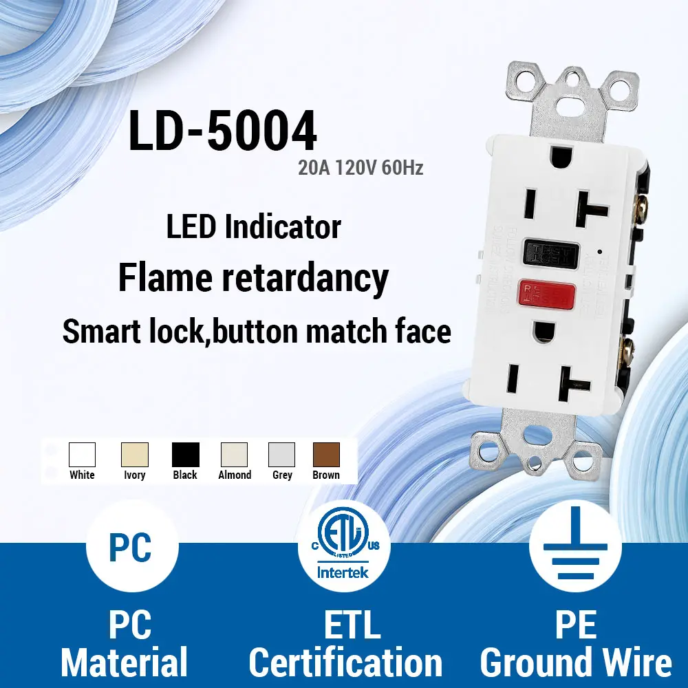 OEM 20 Amp Slim GFCI Outlet with LED Indicator, Ground Fault Circuit Interrupter, Residential Grade red-black Manufacturer, Supplier