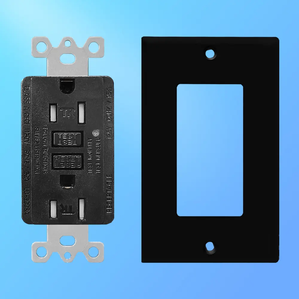 OEM 15 Amp Duplex GFCI Outlet with Safety Shutters and LED Self-Test Function, Residential Grade LD-3008A-black Supplier, Factory