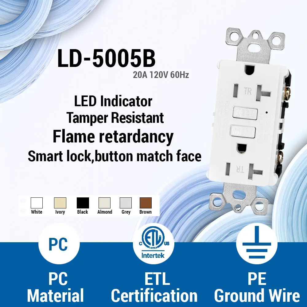 OEM 20 Amp Tamper Resistant Slim GFCI Outlet with LED Indicator, Ground Fault Circuit Interrupter, Residential Grade Manufacturer, Suppliers