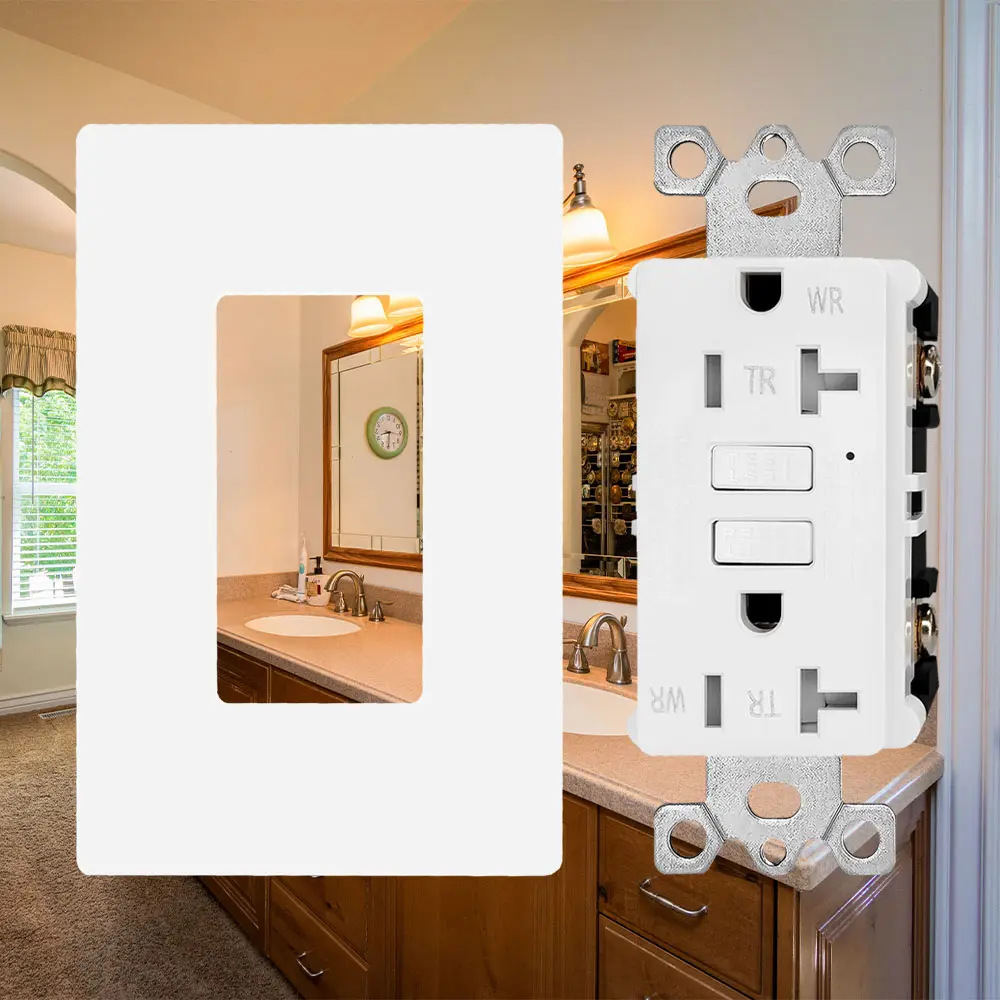 Wholesale 20 Amp Tamper Resistant & Weather Resistant Slim GFCI Outlet with LED Indicator, Ground Fault Circuit Interrupter, Residential Grade Supplier, Factory