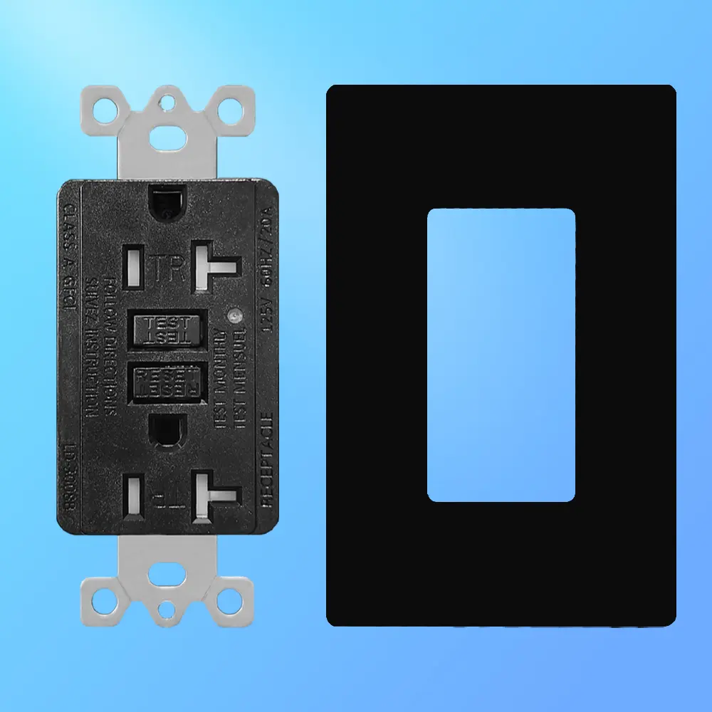OEM 20 Amp Duplex GFCI Outlet with Safety Shutters and LED Self-Test Function, Residential Grade LD-3008B-black Suppliers, Factory