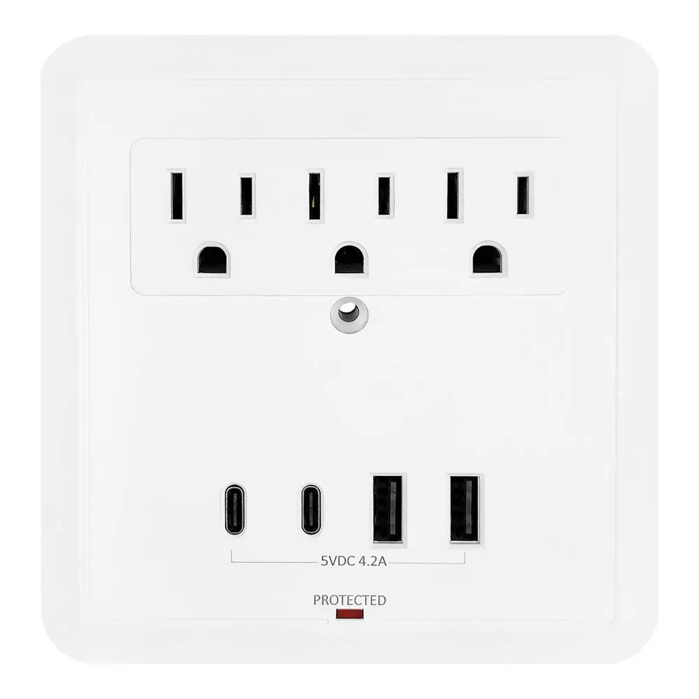 OEM 15A 3 US standard AC Outlets & 4USB Ports (Dual Type-A and Type-C) with Retractable Phone Holder Supplier, Factory