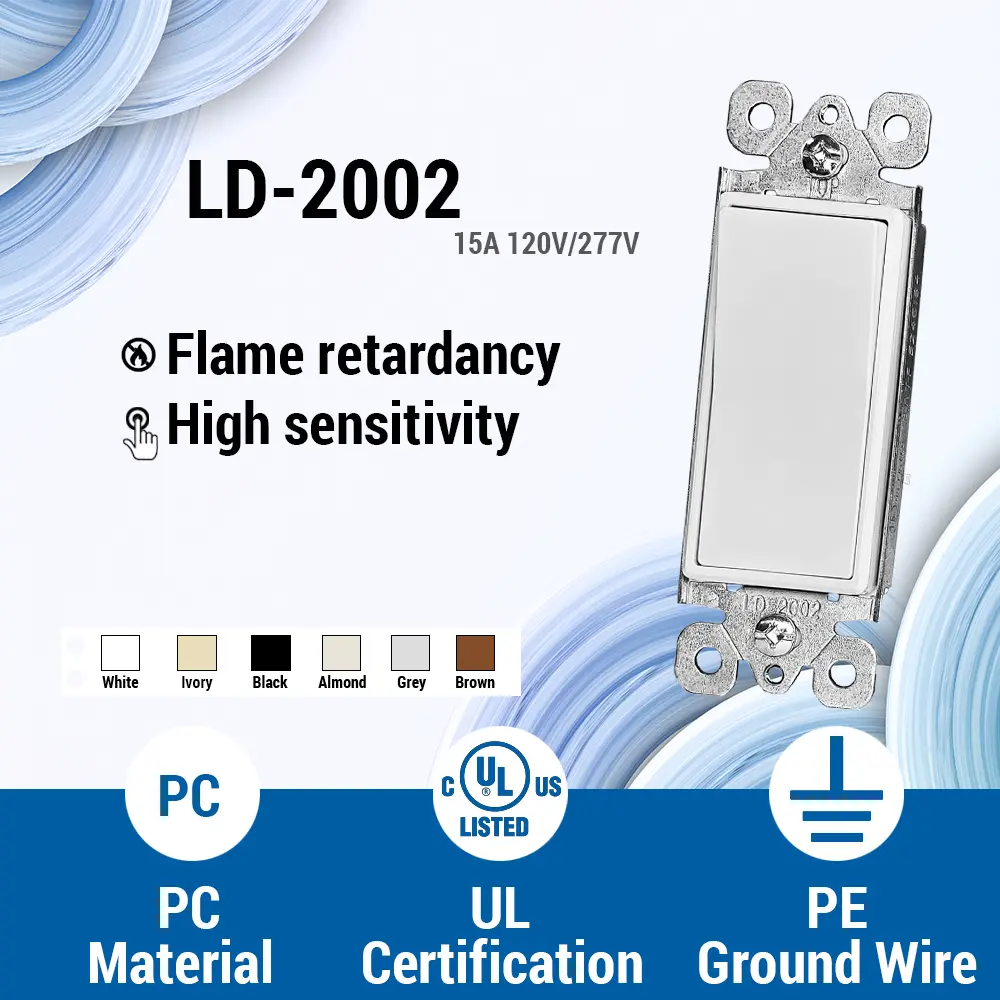 Wholesale 15 Amp 3-Way Decorator Switch, Residential Grade Rocker Paddle Wall Switch, UL Supplier, Factories