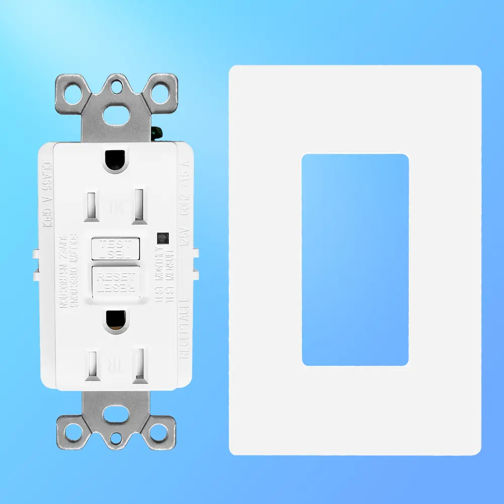 Wholesale 15 Amp Duplex GFCI Outlet with Safety Shutters and LED Self-Test Function, Residential Grade Manufacturers, Factory