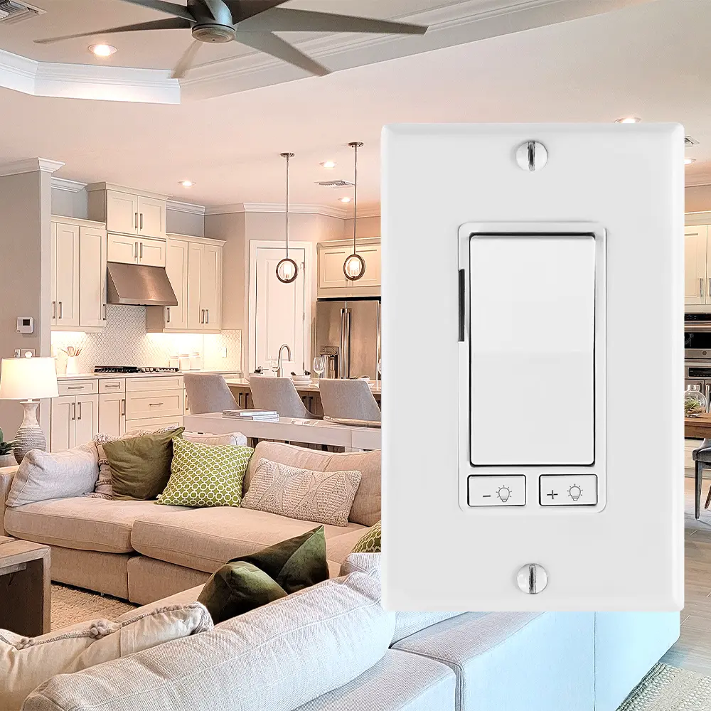 Wholesale Single Pole/3-Way Dimmer Switch for 300W LED/CFL Lights and 600W Incandescent/Halogen Factories, Factory