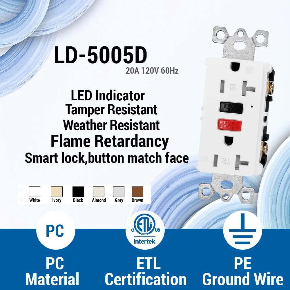 Wholesale 20 Amp Tamper Resistant & Weather Resistant Slim GFCI Outlet with LED Indicator, Ground Fault Circuit Interrupter, Residential Grade red-black Manufacturers, Factories