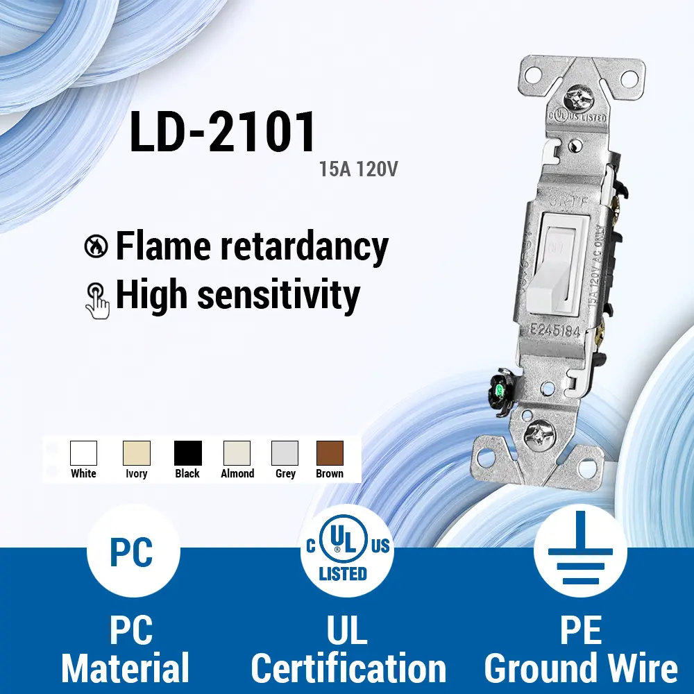 Wholesale 15A, 120/277V, Single Pole Toggle Light Switch Residential Grade.UL Listed Manufacturer, Suppliers