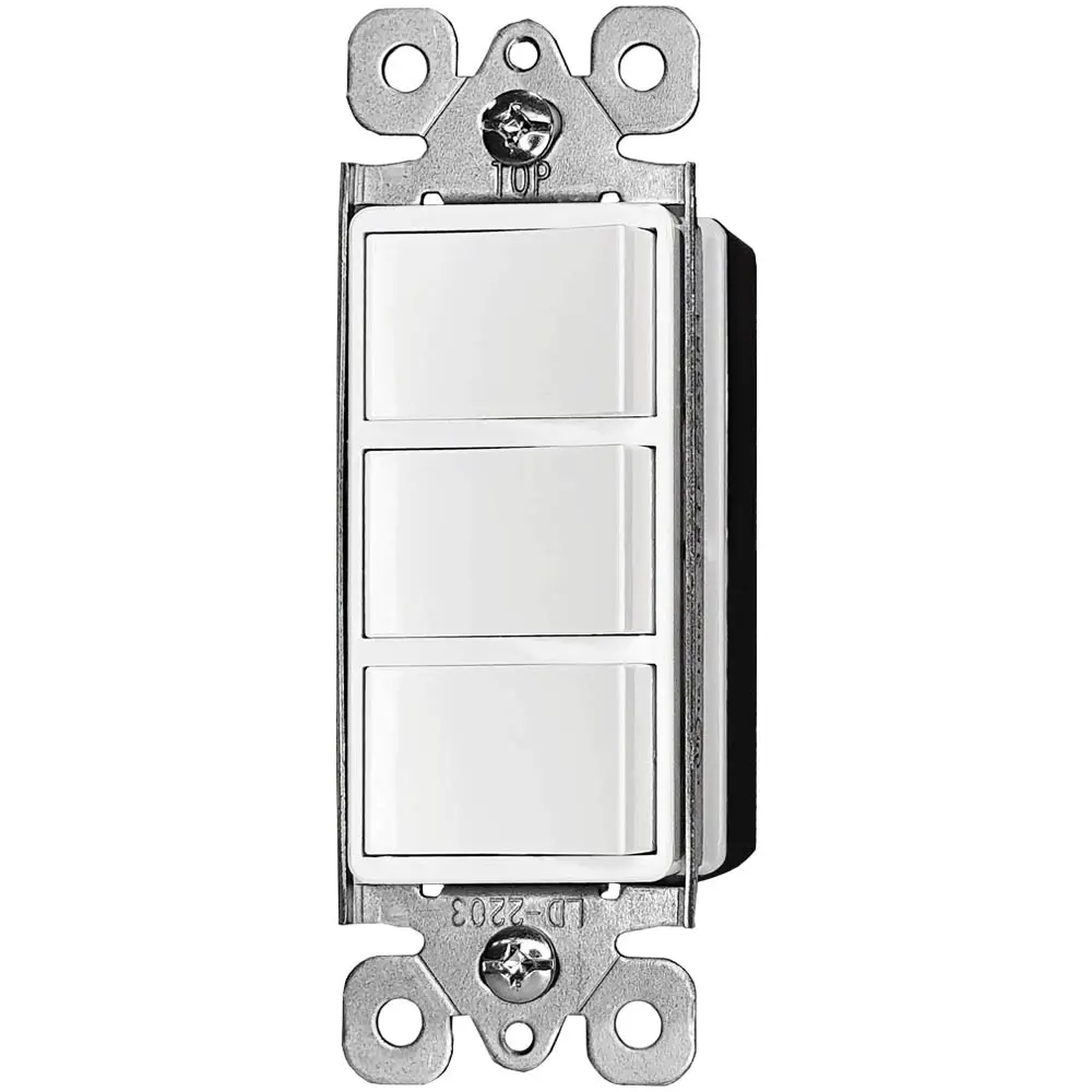 Wholesale Triple Rocker Light Switch , 15A Single Pole, 3 Individual Switches, Combination Wall Switch Manufacturers, Suppliers