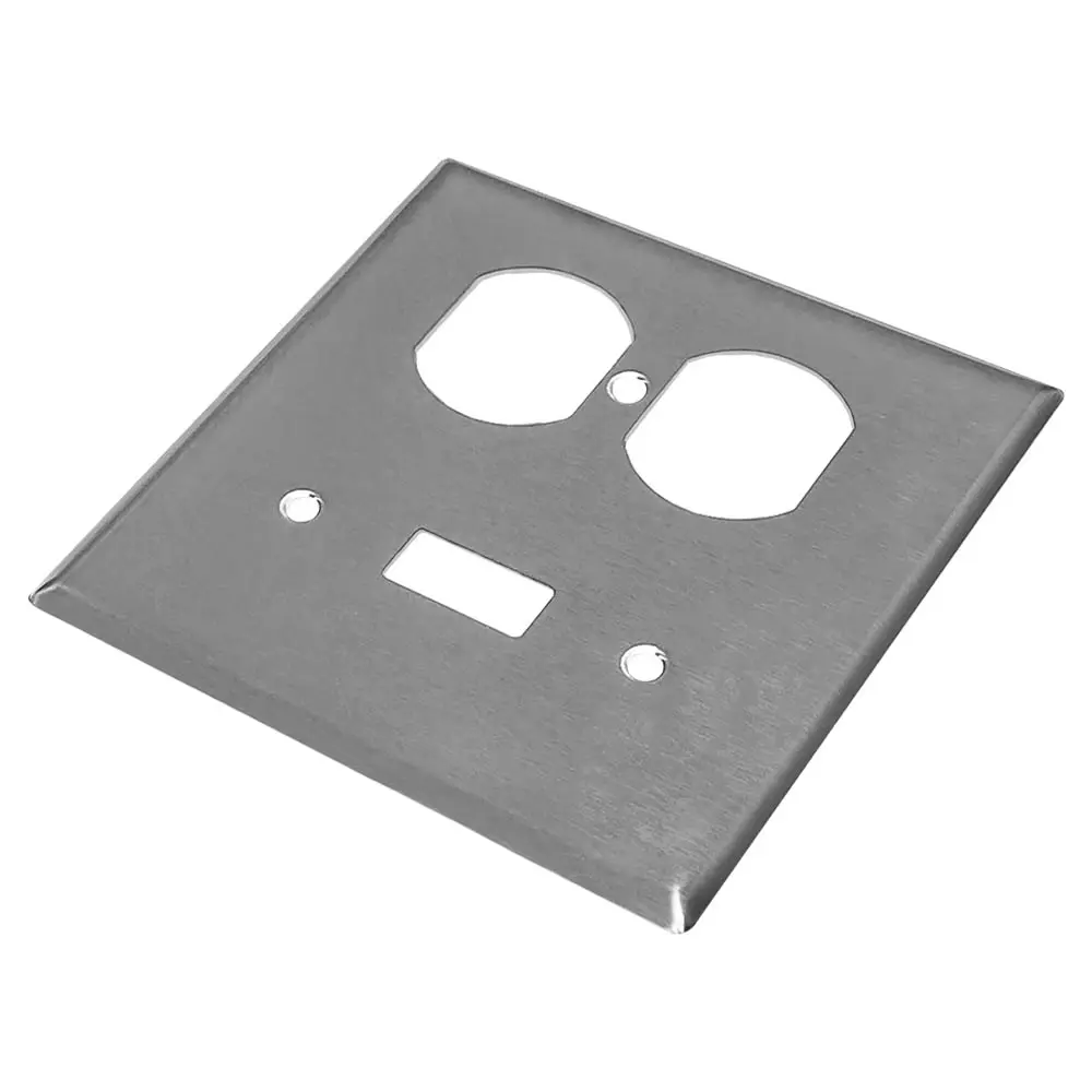 Wholesale 2-Gang Duplex Outlet Metal Cover, Standard Size, 304 Stainless Steel Wall Plate Supplier, Factory