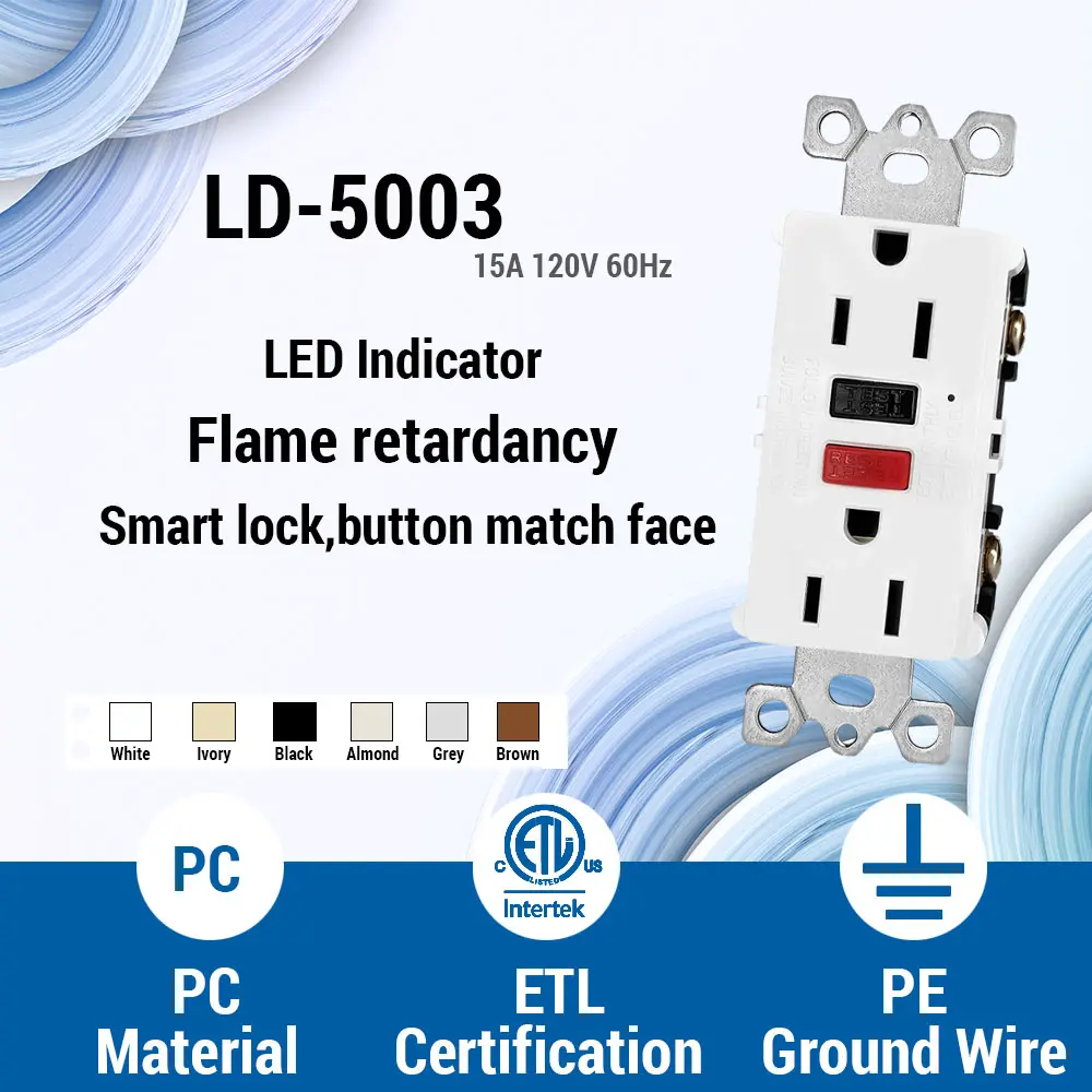 Wholesale 15 Amp Slim GFCI Outlet with LED Indicator, Ground Fault Circuit Interrupter, Residential Grade red-black Factories, Factory