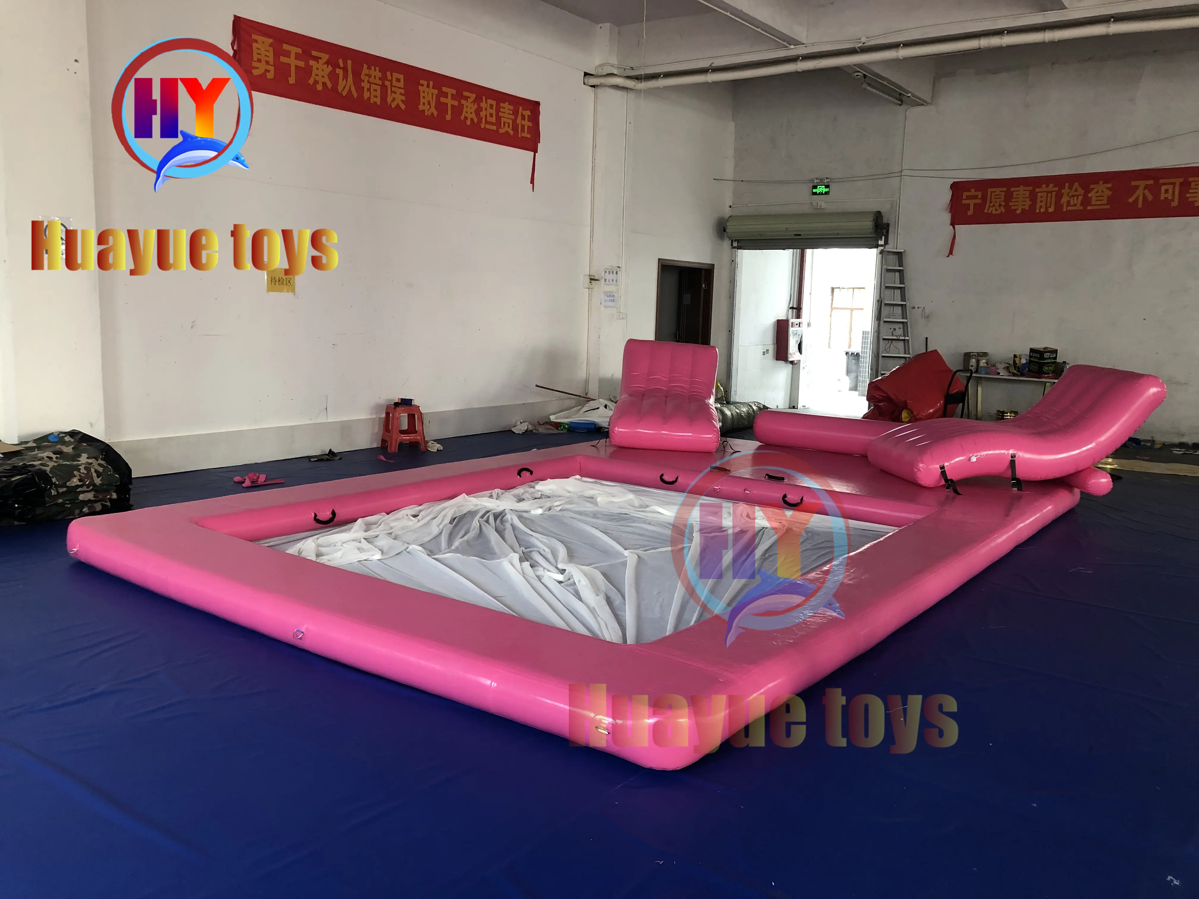 Wholesale Inflatable Pink Pool with Lounge Chair Manufacturers, Suppliers
