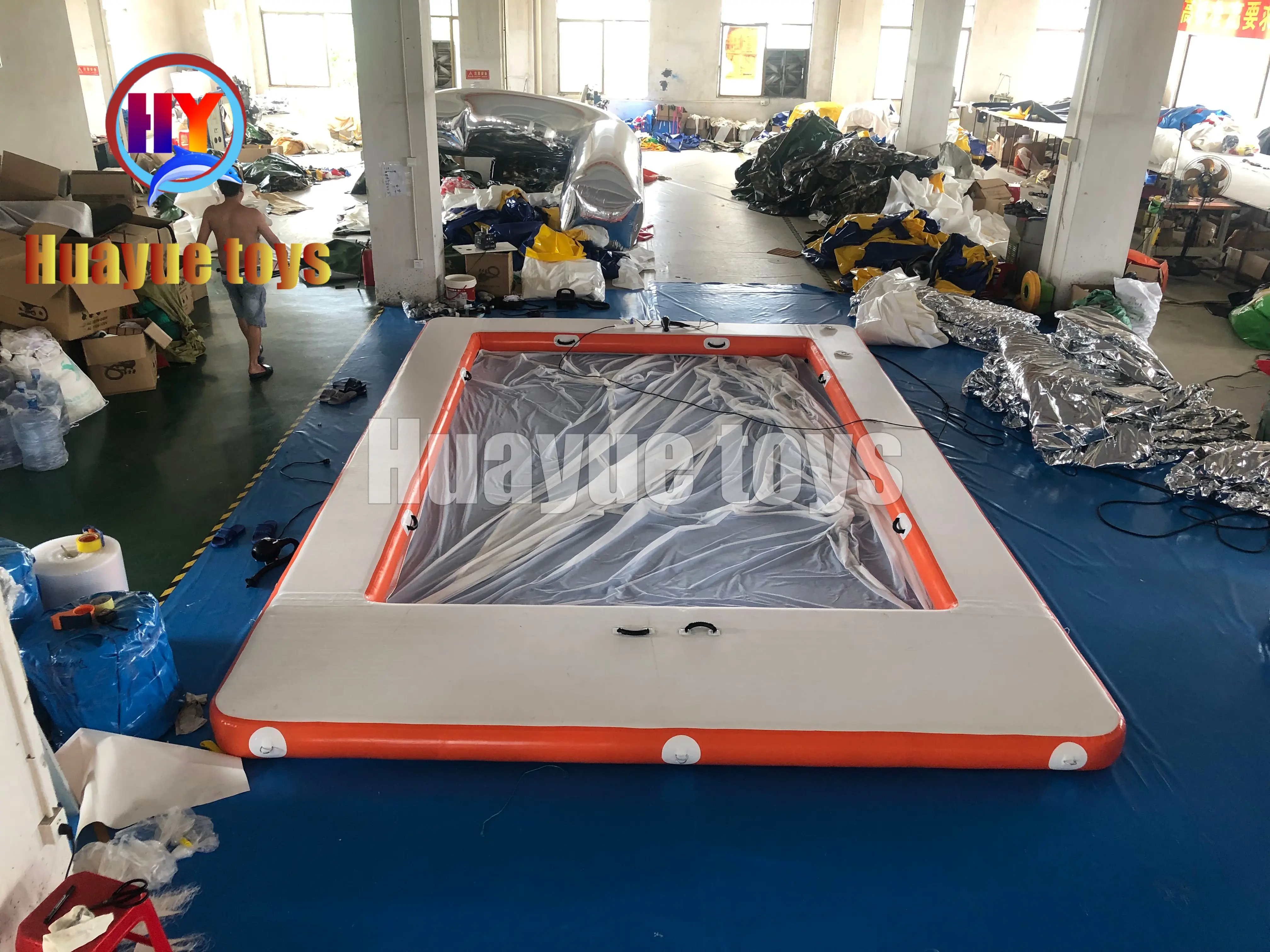 High-Quality Orange and White Inflatable Floating Pool Suppliers, Factory