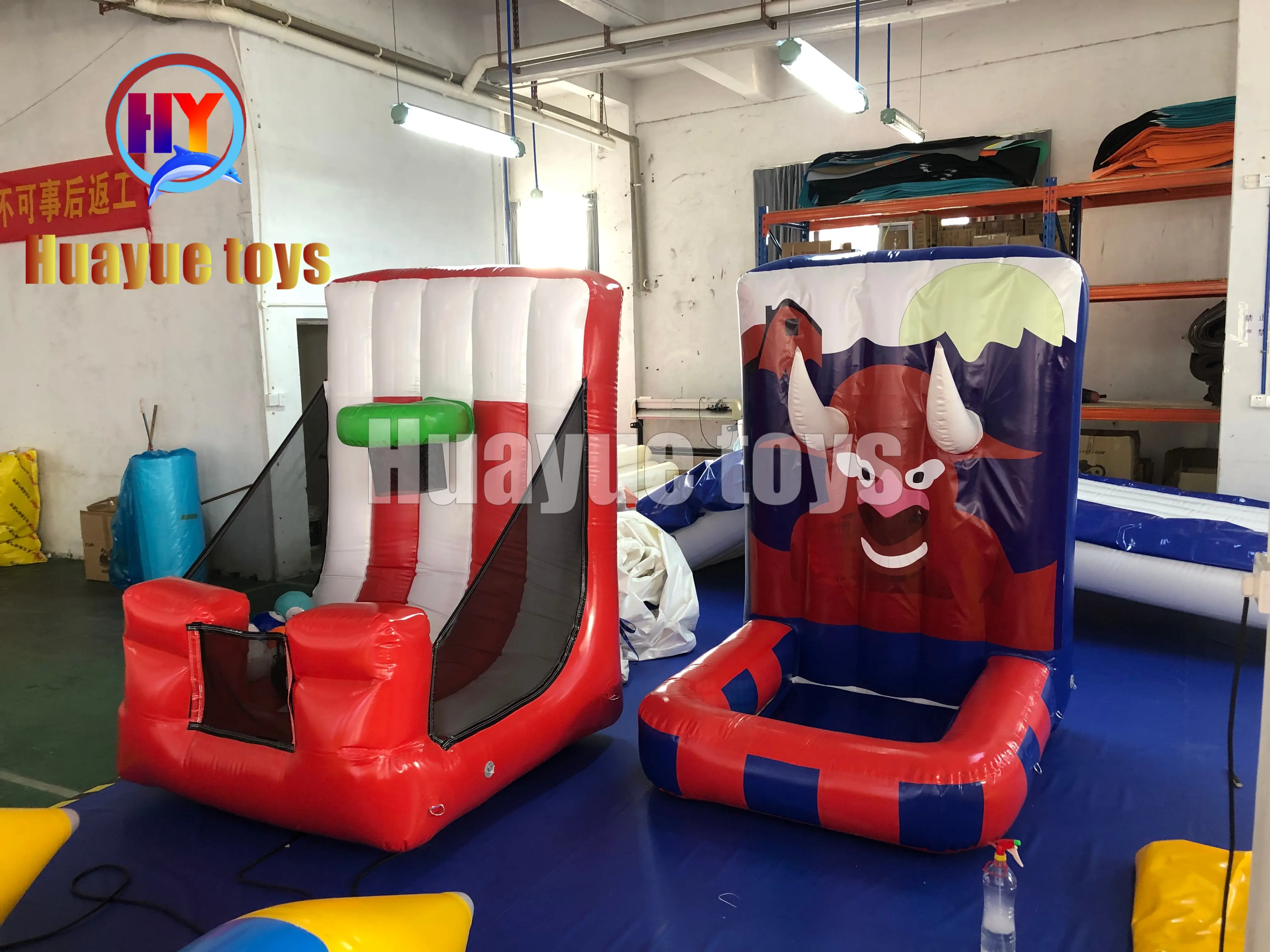 High-Quality Dual L-Shaped Inflatable Games: Bull Ring Toss & Basketball Shoot Manufacturer, Supplier