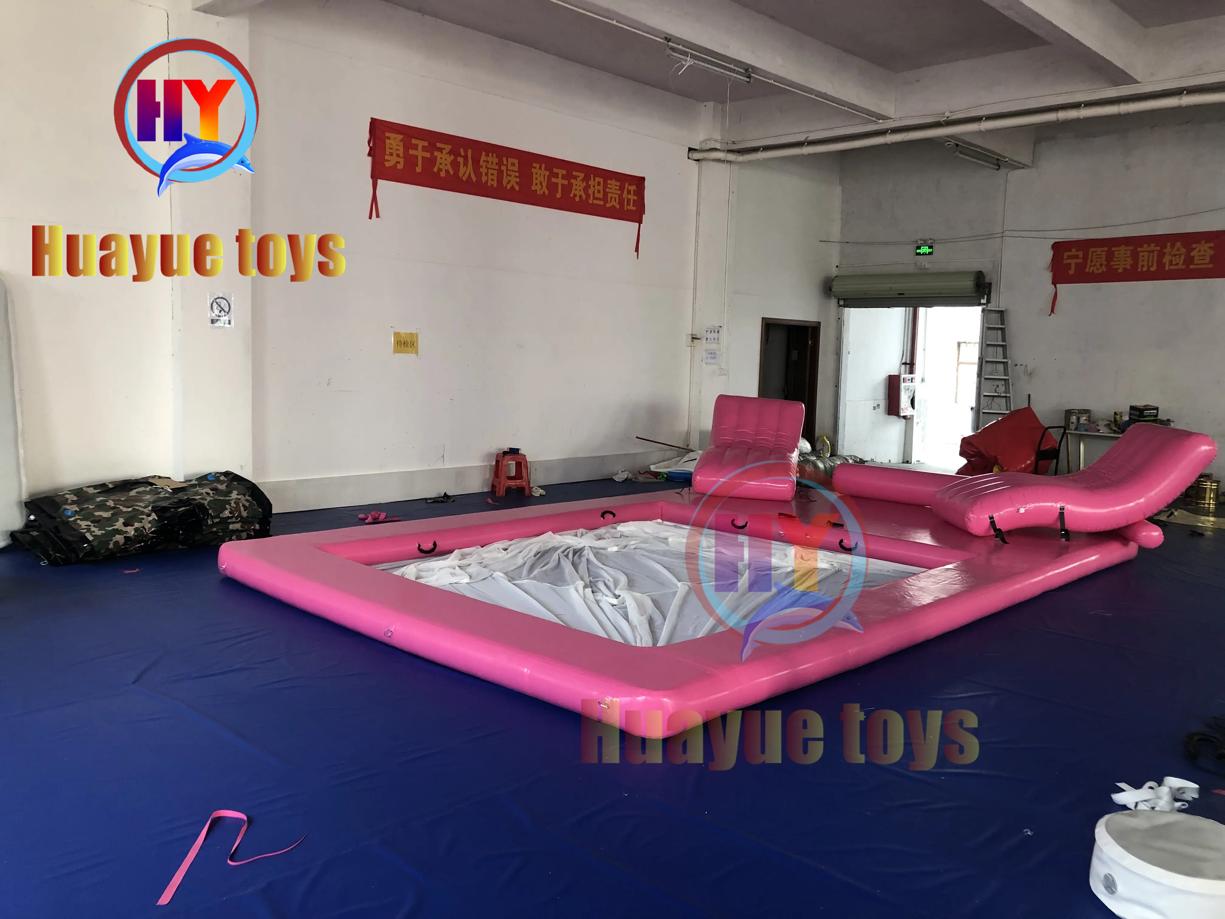 Wholesale Inflatable Pink Pool with Lounge Chair Manufacturers, Suppliers
