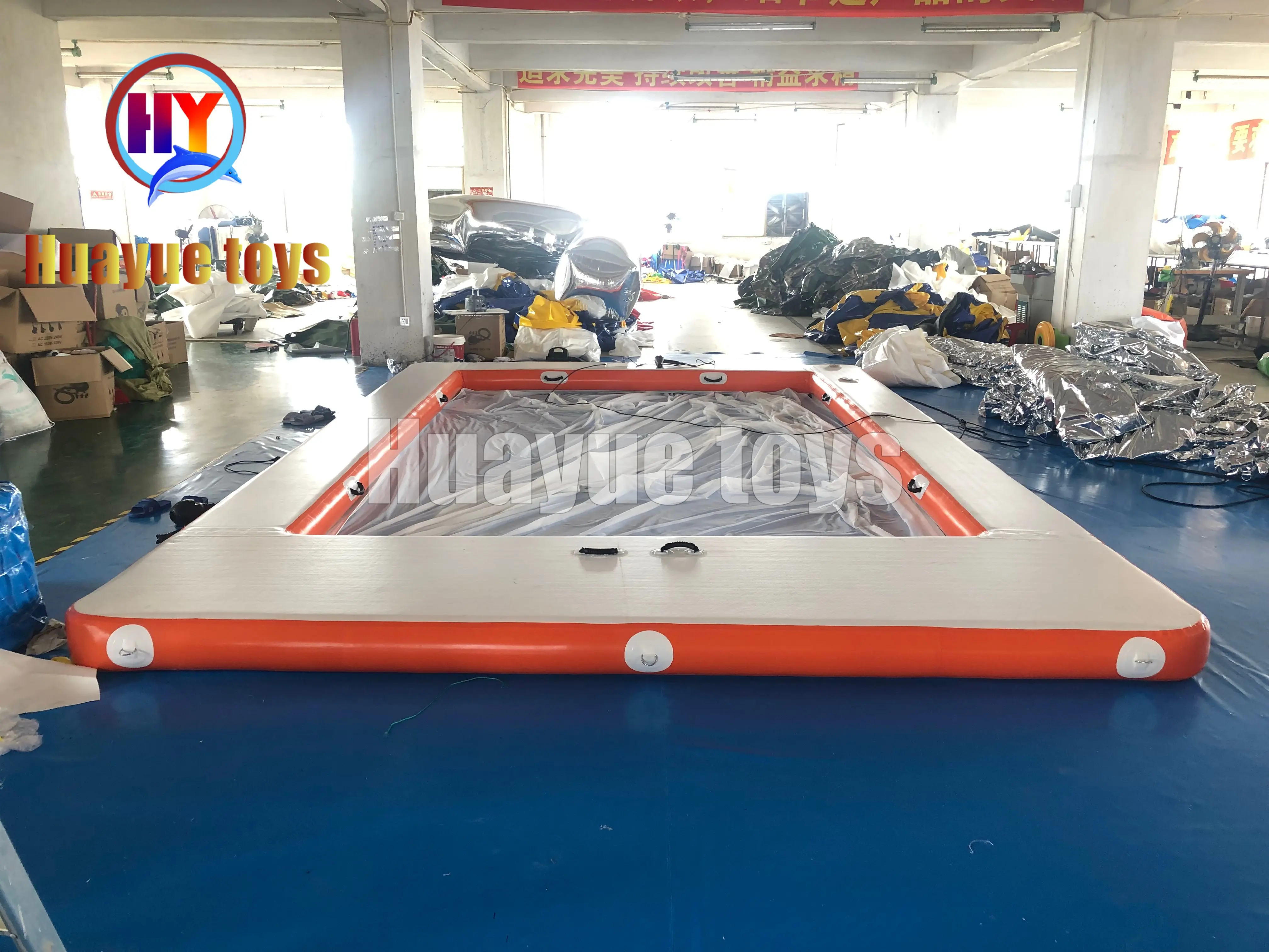 High-Quality Orange and White Inflatable Floating Pool Suppliers, Factory