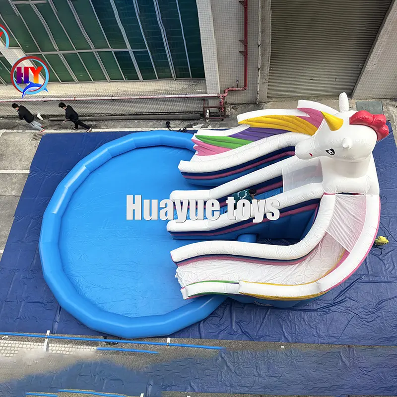 Wholesale Huayue Water Unicorn Theme Inflatable Pool Land Water Pool Mobile Slide Water Pool Water Park on Land Manufacturer, Factory
