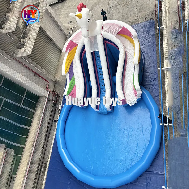 Wholesale Huayue Water Unicorn Theme Inflatable Pool Land Water Pool Mobile Slide Water Pool Water Park on Land Manufacturer, Factory