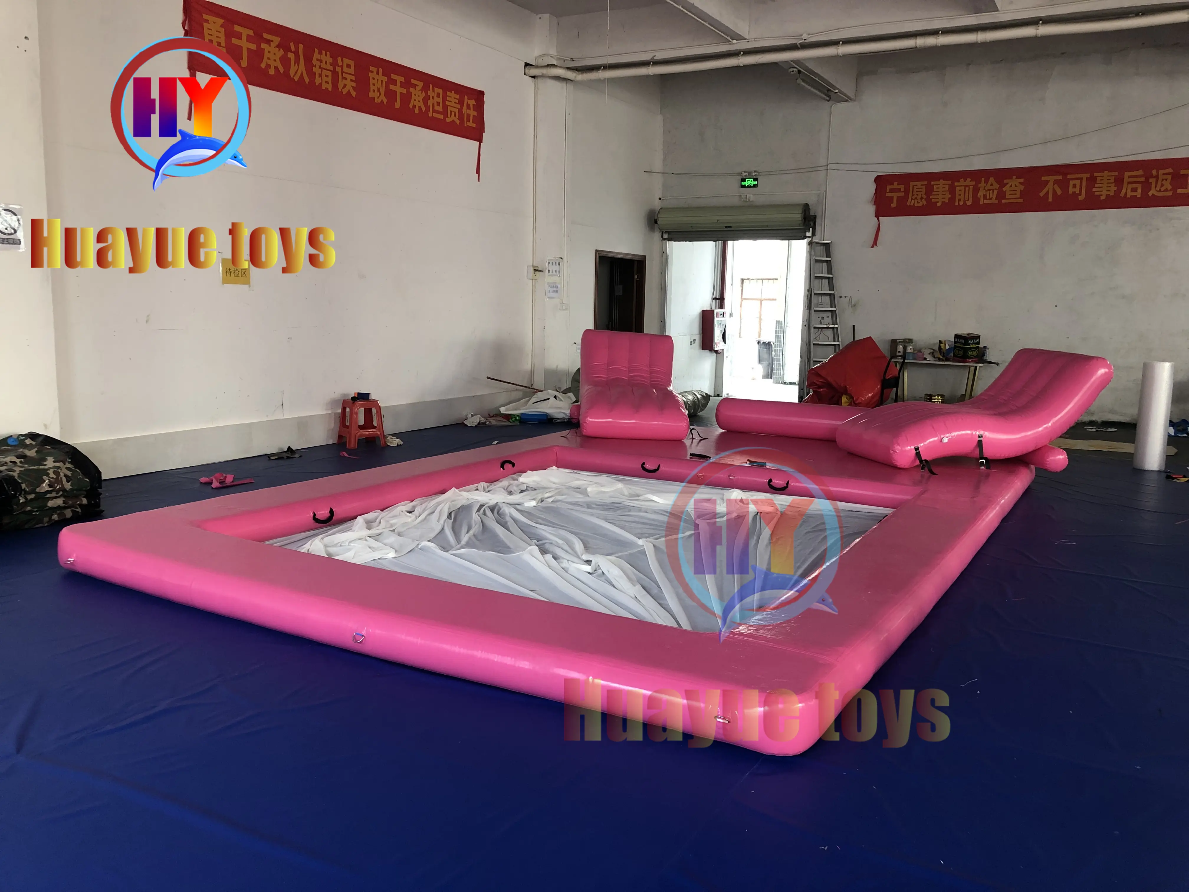 Wholesale Inflatable Pink Pool with Lounge Chair Manufacturers, Suppliers