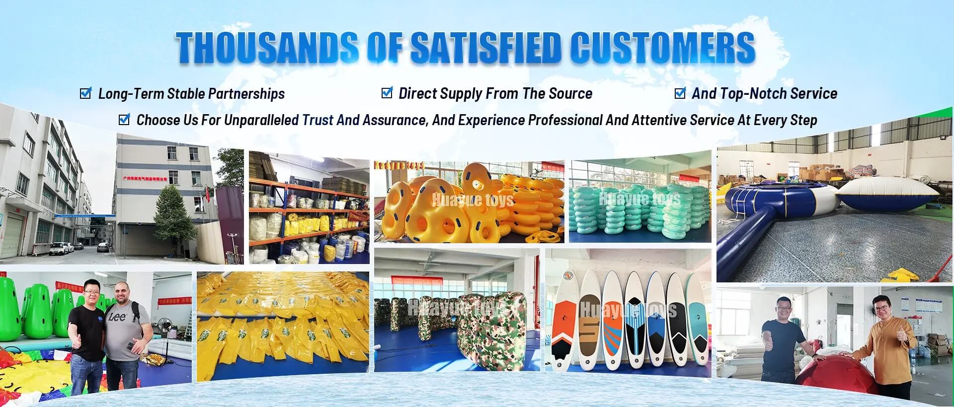 Huayue Toys certified inflatable products — CE ISO9001 compliant manufacturing