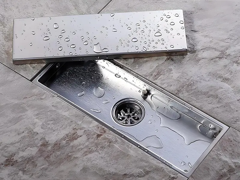 linear floor drain view