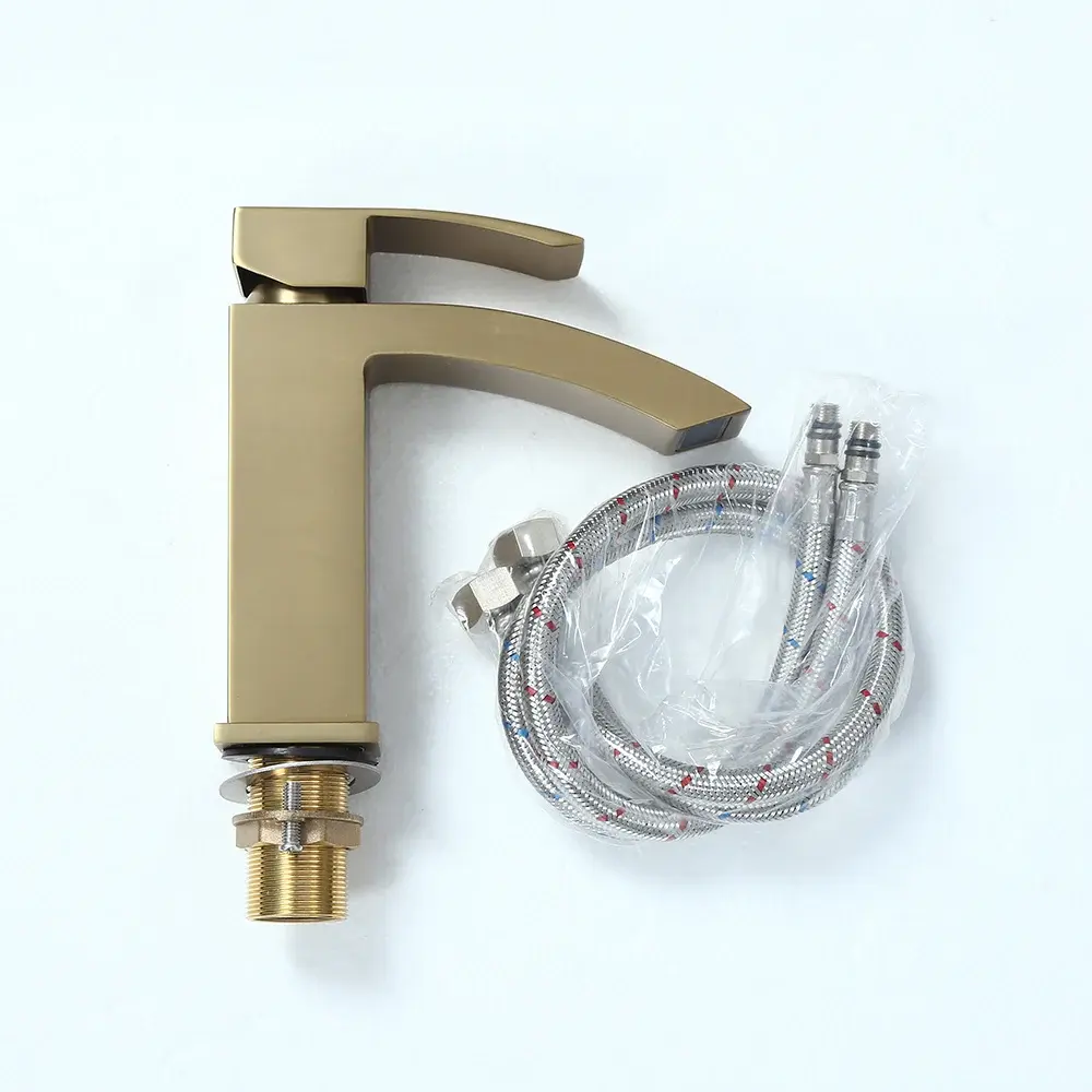 OEM Factory Customize Monoblock Bathroom Faucet Brushed Gold