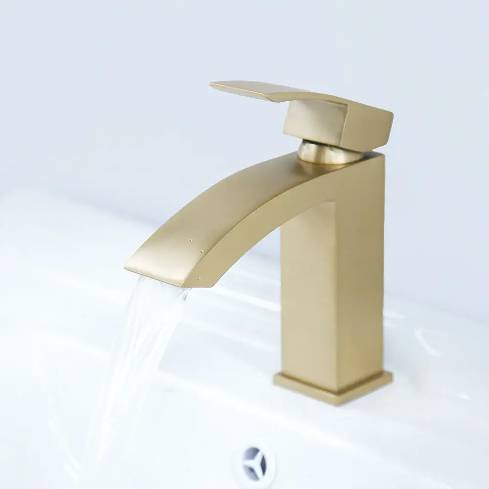 OEM Factory Customize Monoblock Bathroom Faucet Brushed Gold