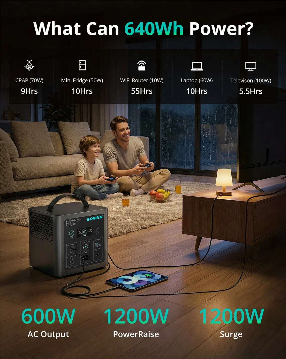Sorein High Quality 500W 600W Portable Solar Power Station 600 Watts Solar Generator
