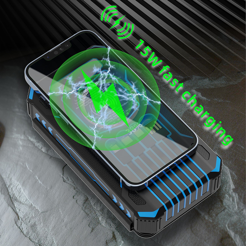 20000Mah Customizable logo PD22.5W Fast Charging Wireless Power Bank Built in Cable Foldable Solar Panel Solar Power Bank