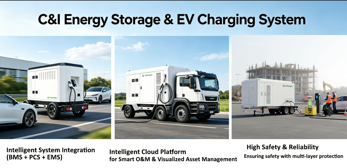 Custom Commercial &amp; Industrial Energy Storage Systems Mobile ESS &amp; EV Charging Station System All-in One ESS with EMS PCS BMS
