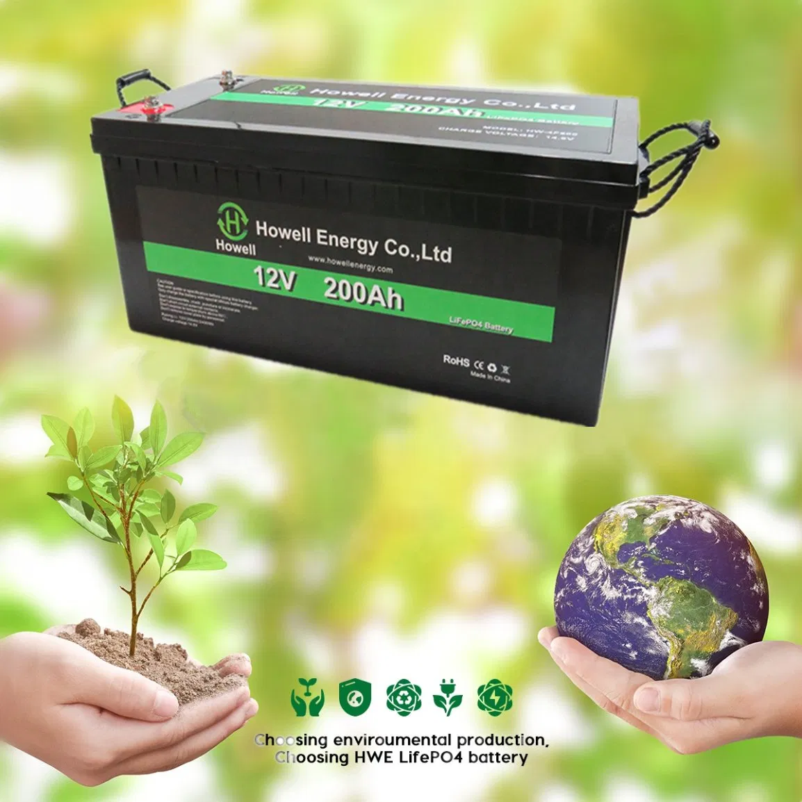Deep Cycle 12V 200ah Lithium Iron Phosphate EV Battery LiFePO4 Pack for RV Camper Solar System Electric Vehicle