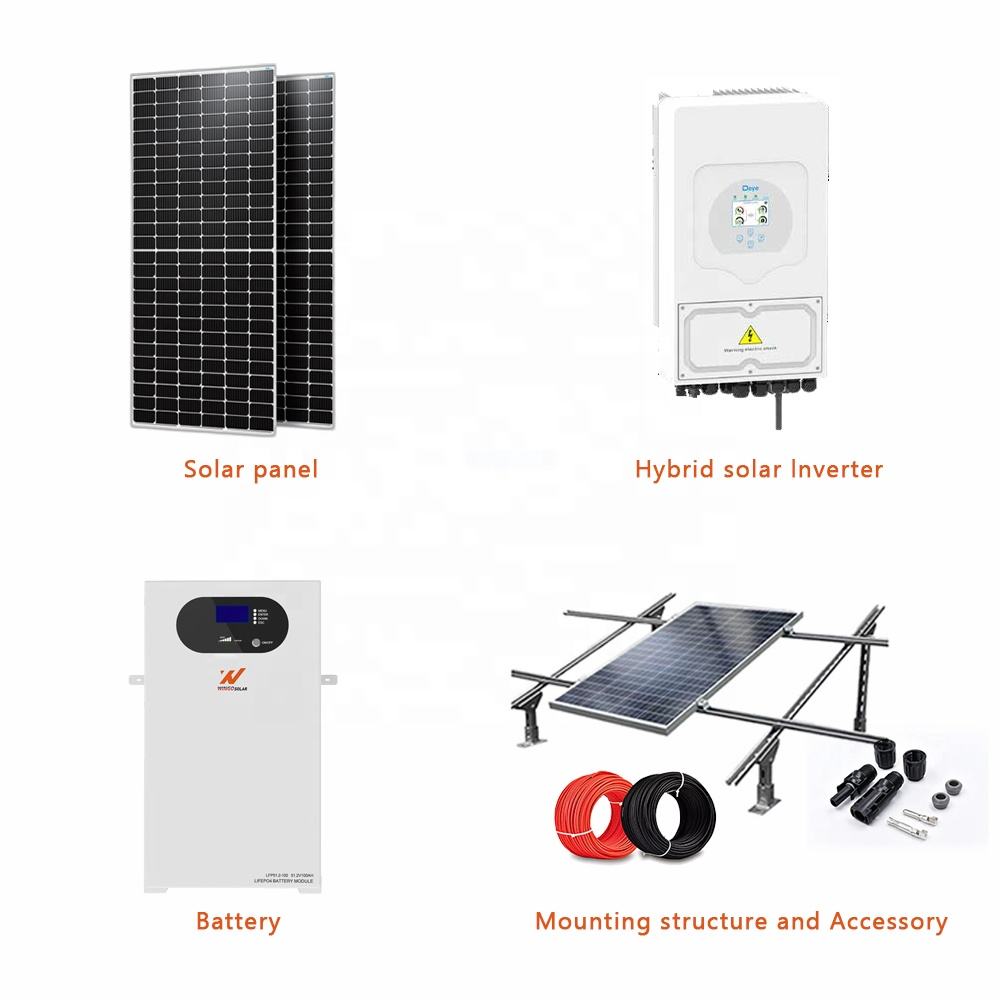 Wingosolar Factory Price Home Solar System - Deye 8Kw 10Kw 12Kw Hybrid Inverter with Lithium Energy Storage