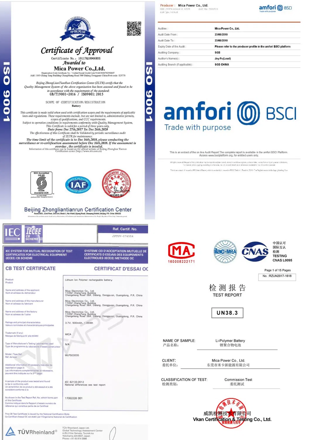 Battery Industry Certifications