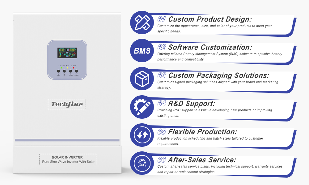 Techfine 48V 6200W 6.2kw On/Off Grid Hybrid Solar Inverter 220/230/240VAC Support Parallel Function