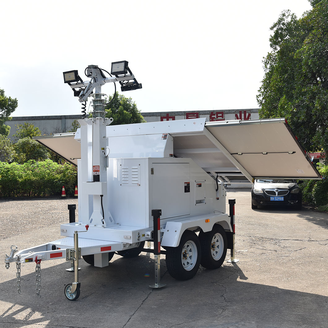 Portable Industrial LED Light Towers &amp; Trailer With Solar Power IP67 Rated 5000K Color Temperature