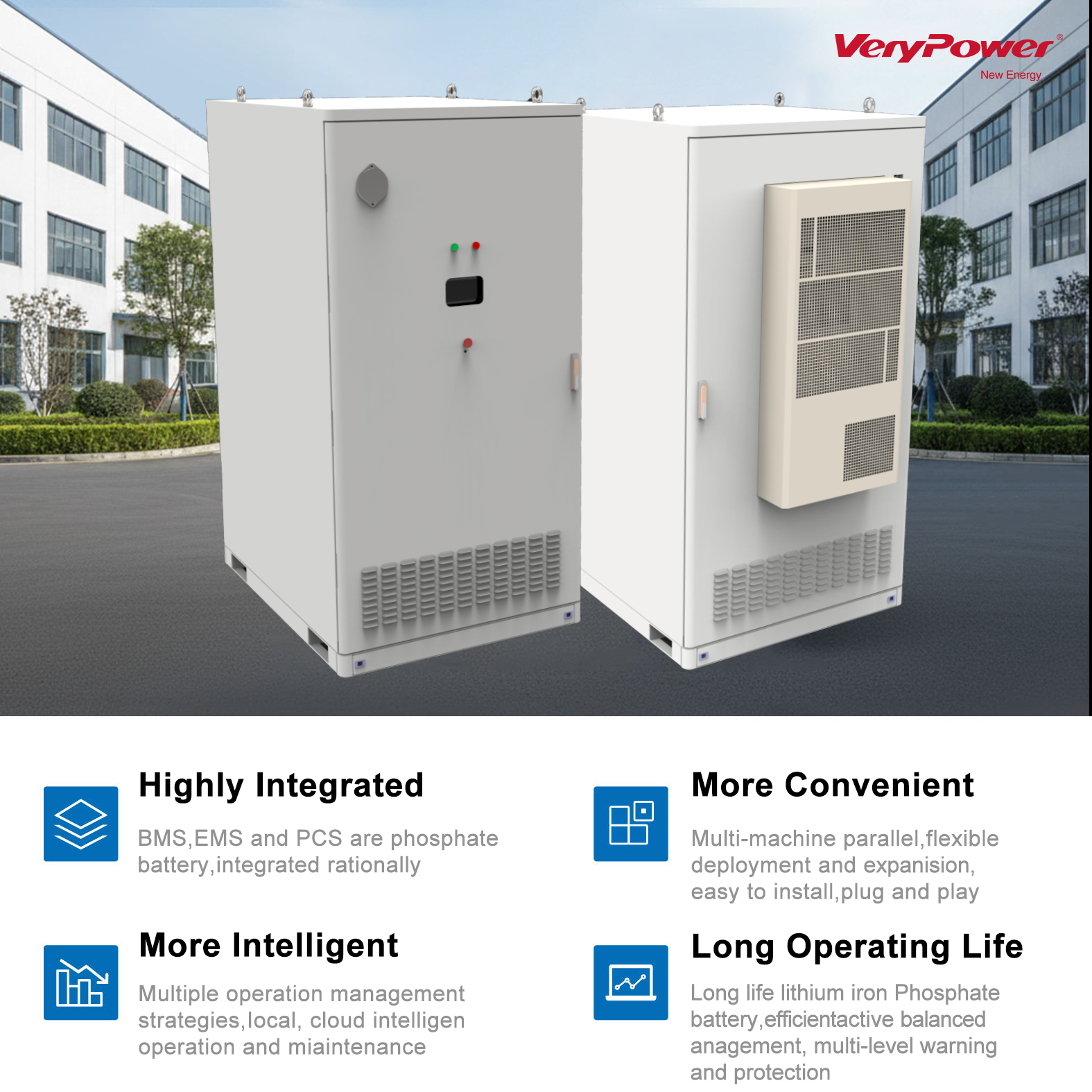 Built-in Intelligent EMS 100kW 125KW PCS 104kWh 215kWh 261KWh Commercial Industrial Energy Storage Cabinet