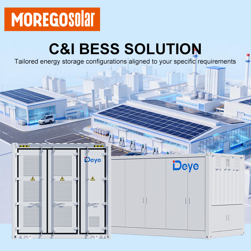 Morego Solar Utility Scale Commercial Storage System 200kW 1MW 1MWh Deye Hybrid Grid-tied BESS Modular LFP Battery Container