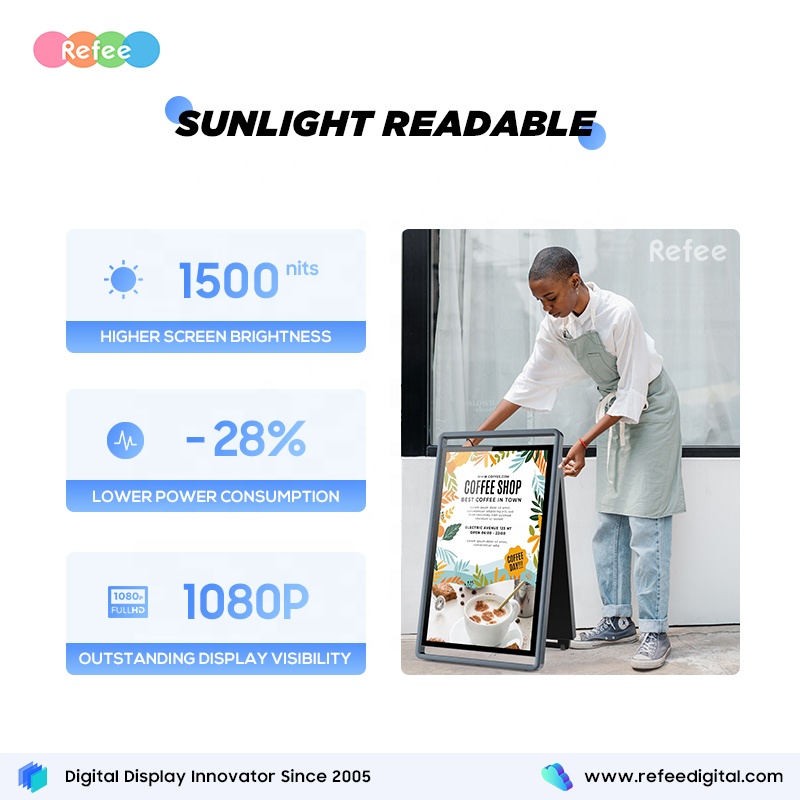 Outdoor Solar Power Movable Totem Battery Powered LCD Kiosk Display Digital Signage Advertising Screen