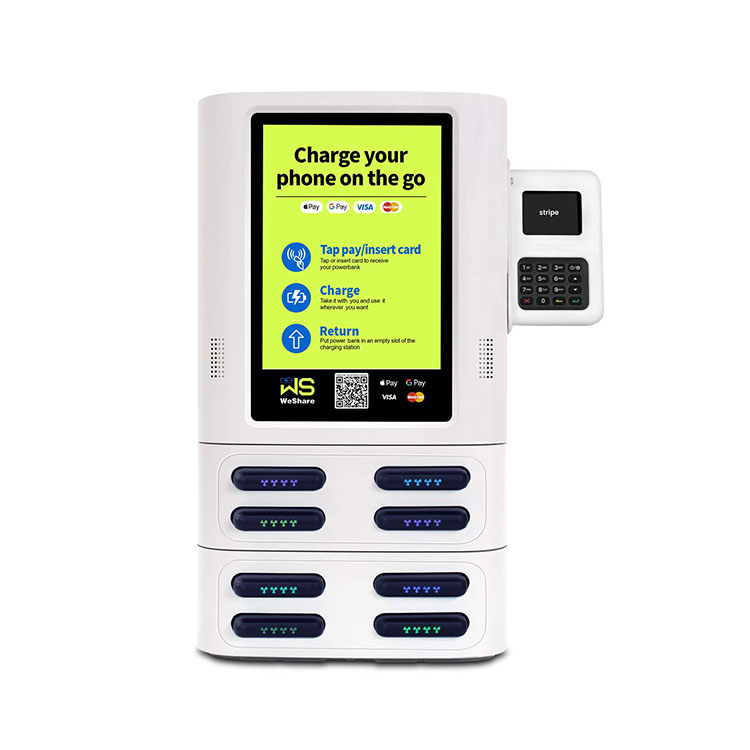 Battery Rental Charging Station 8000mAh Li-Polymer 8/12/16/24 Slots Mobile Vending Machine with 60W Output for Power Bank