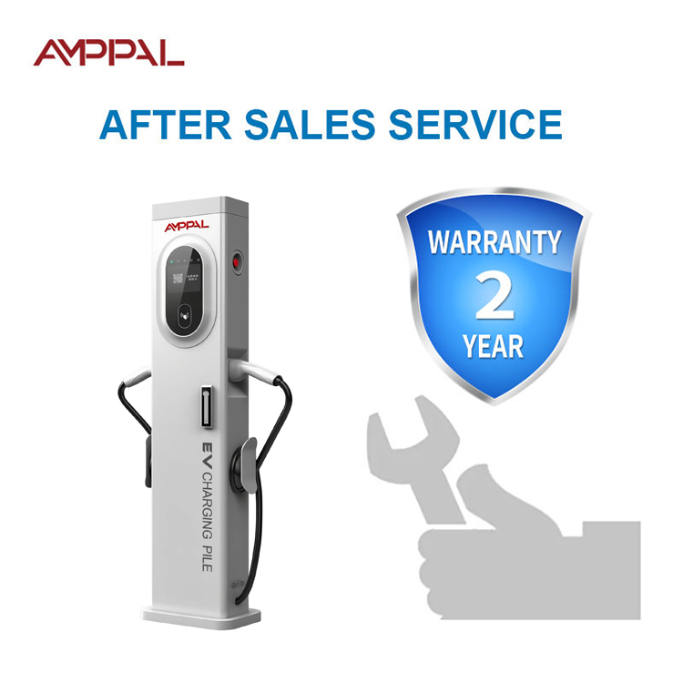 AMPPAL 7Kw 14kw 22Kw 44KW New IP54 Floor-Mounted AC EV Charger Station With Two CCS Guns 22kW IP54 Protection OCPP POS