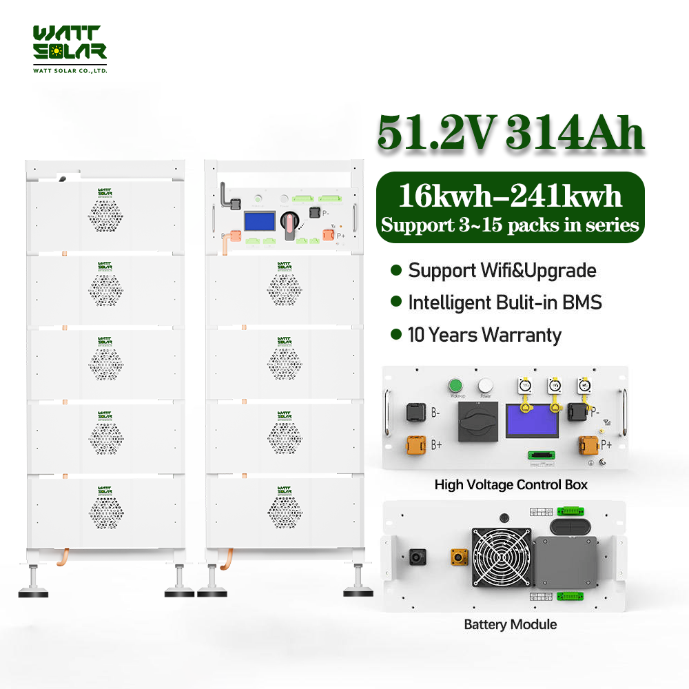 51.2V 314Ah High-Voltage Hybrid Grid Lithium Phosphate Battery 241kWh Large-Scale Solar Energy Storage System 200Ah Capacity