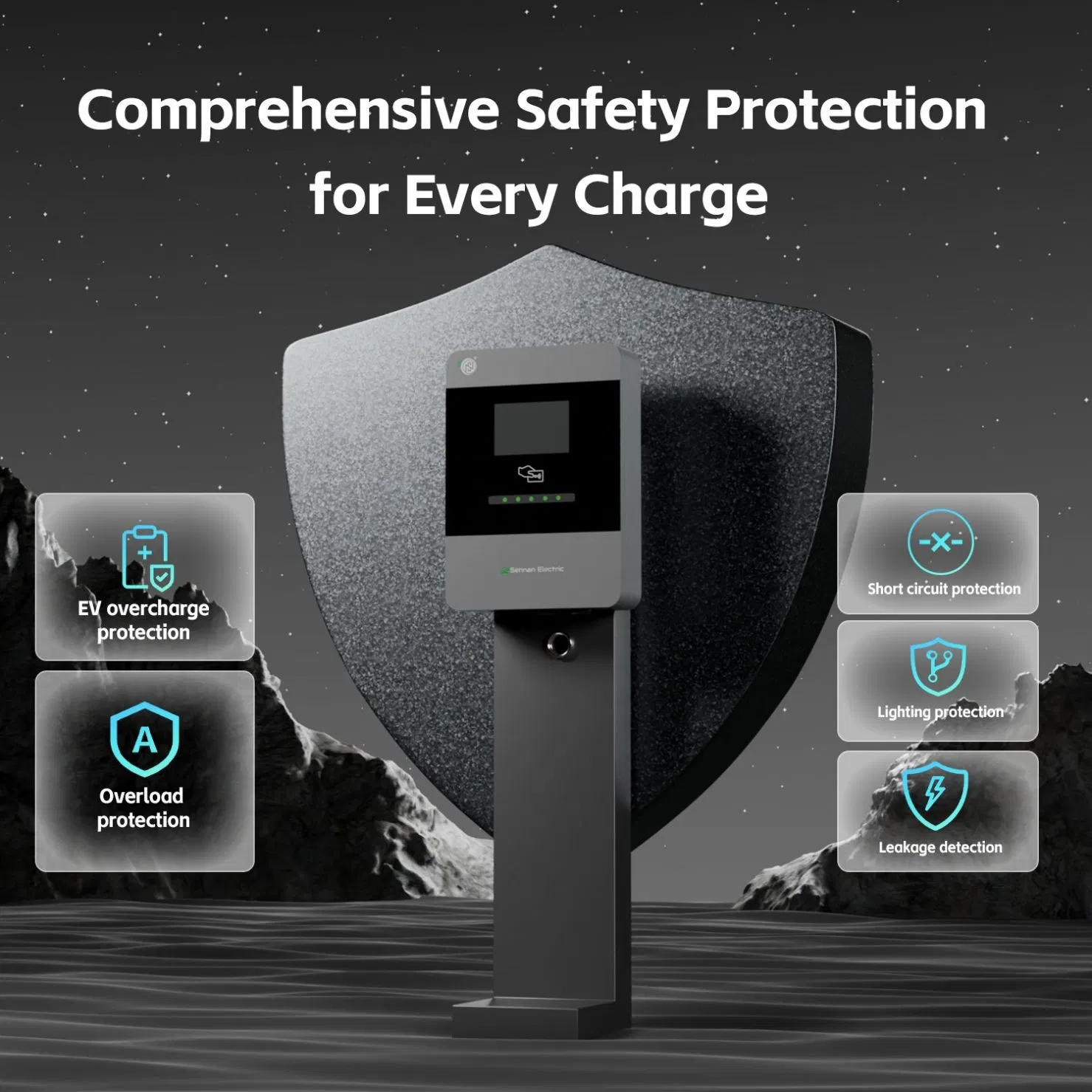 Commercial IP65 Smart APP Home Use Solar Universal AC Car Charger 7/22kw Three-Phase Type2/Gbt Single-Gun Portable Electric Vehicle Wall Byd EV Charging Station
