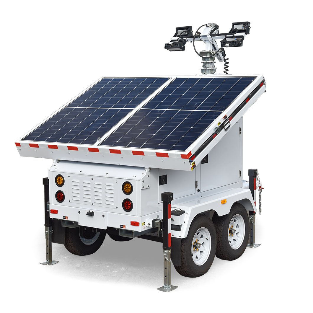 Portable Industrial LED Light Towers &amp; Trailer With Solar Power IP67 Rated 5000K Color Temperature