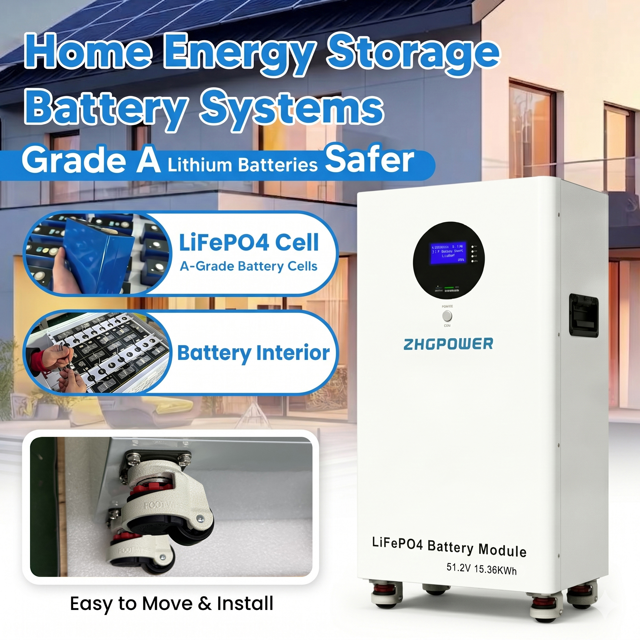 51.2V 280Ah 300Ah 314Ah LiFePO4 Battery 15.36kWh Mobile Power Station
